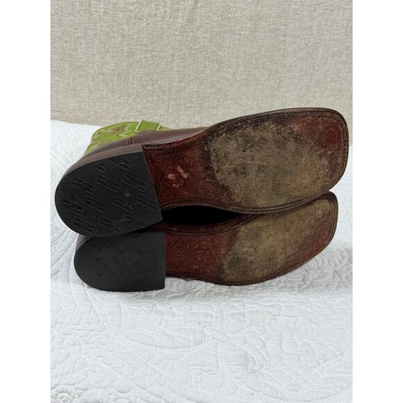 Tony Lama Men’s 8B Green Brown TL3031 Leather Western Cowboy Boots Handmade - Picture 4 of 11